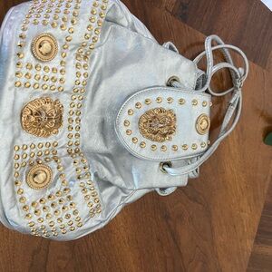 Elegant Silver and Gold Studded Women's Bag
